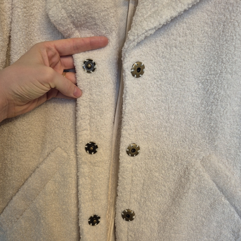 NWT Anthropologie Sanctuary Women's Neutral Minimalist Ivory Teddy Coat Size M - Picture 5 of 8